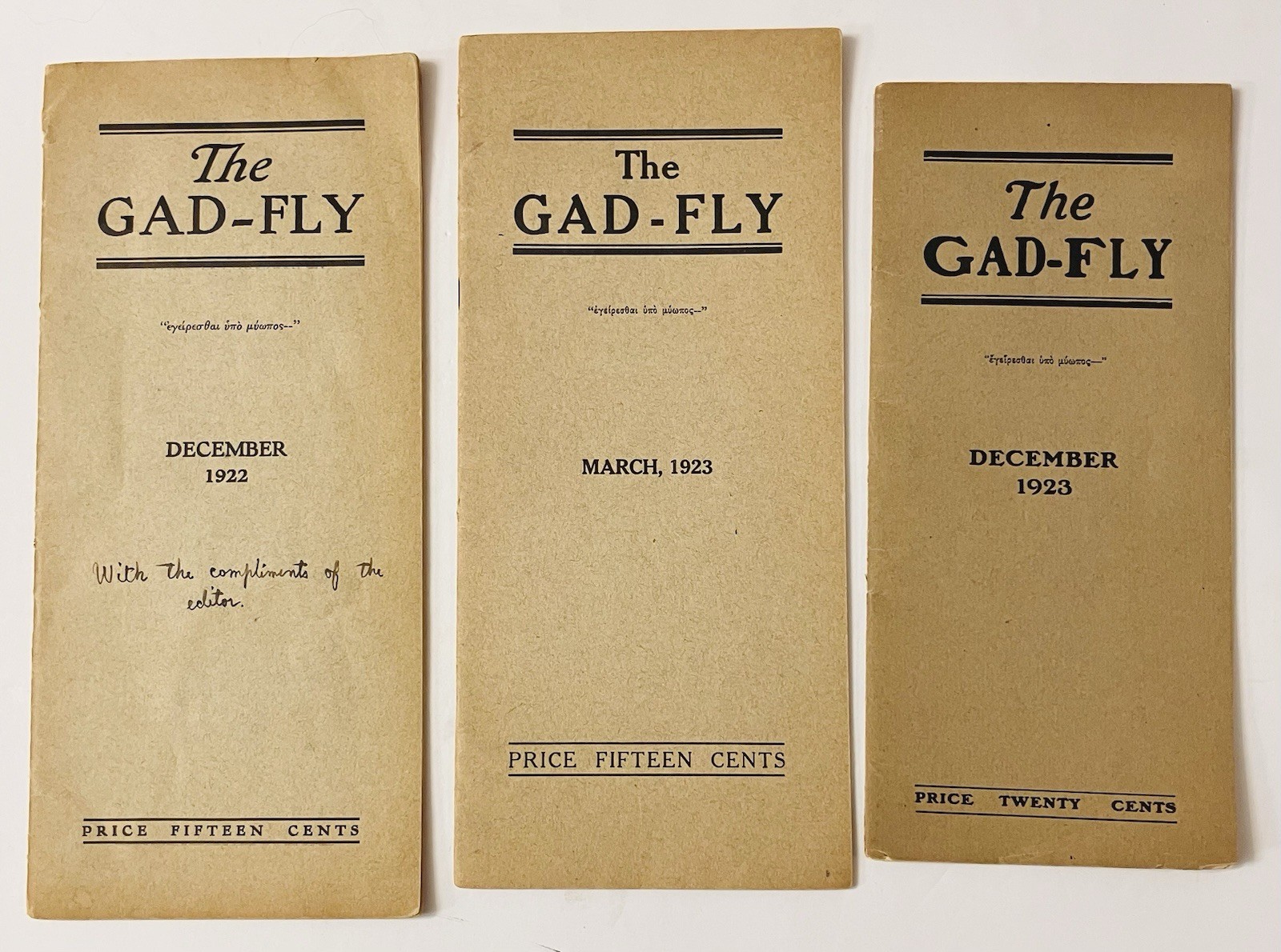 3 Antique 1920s Harvard University Gad-Fly Chapbook Rare J. Robert Oppenheimer
