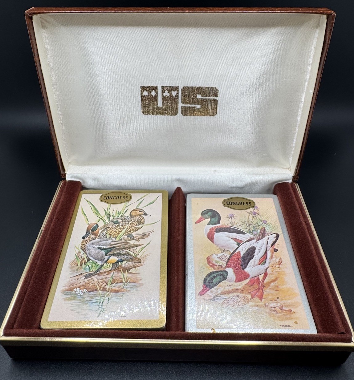 🦆 Set of 2 VTG Congress Brand Playing Cards Mallard Ducks in Case Sealed Decks 🦆 Set of 2 VTG Congress Brand Playing Cards Mallard Ducks in Case Sealed Decks