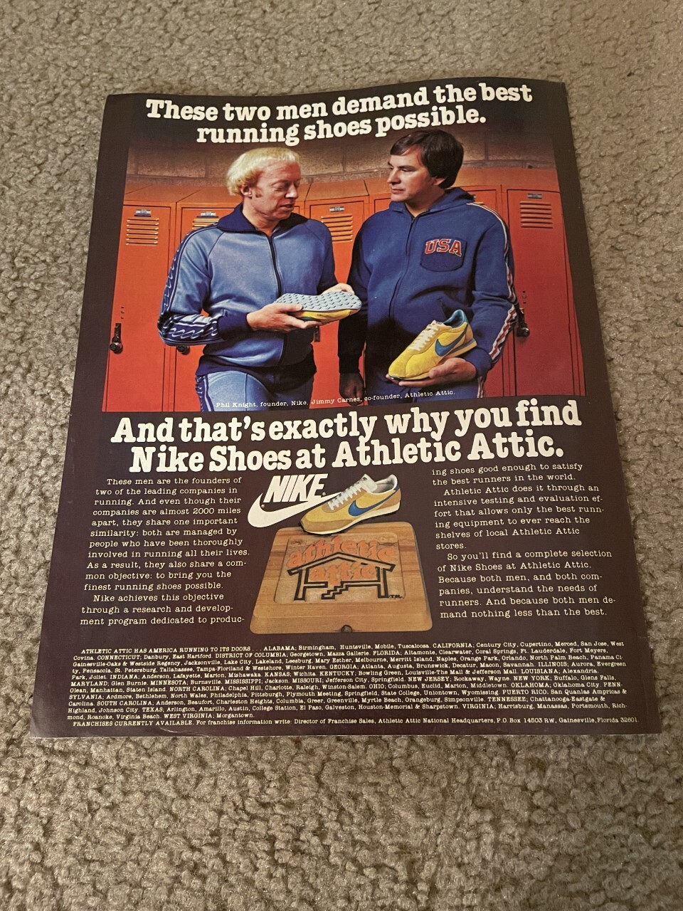 Vintage 1978 NIKE WAFFLE RUNNING SHOES Poster Print Ad 1970s *YOUNG PHIL KNIGHT*
