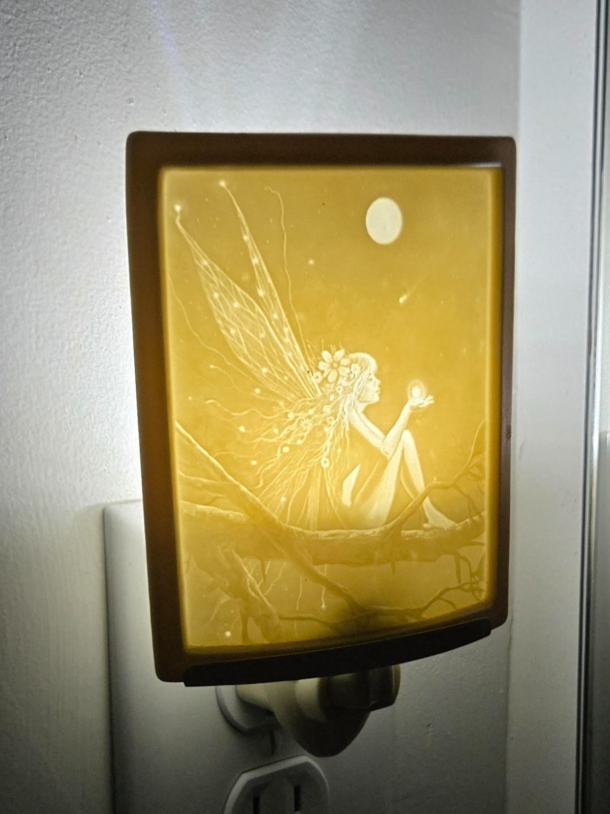 CATCH A FALLING STAR PORCELAIN LITHOPHANE FAIRY NIGHT LIGHT-THE PORCELAIN GARDEN