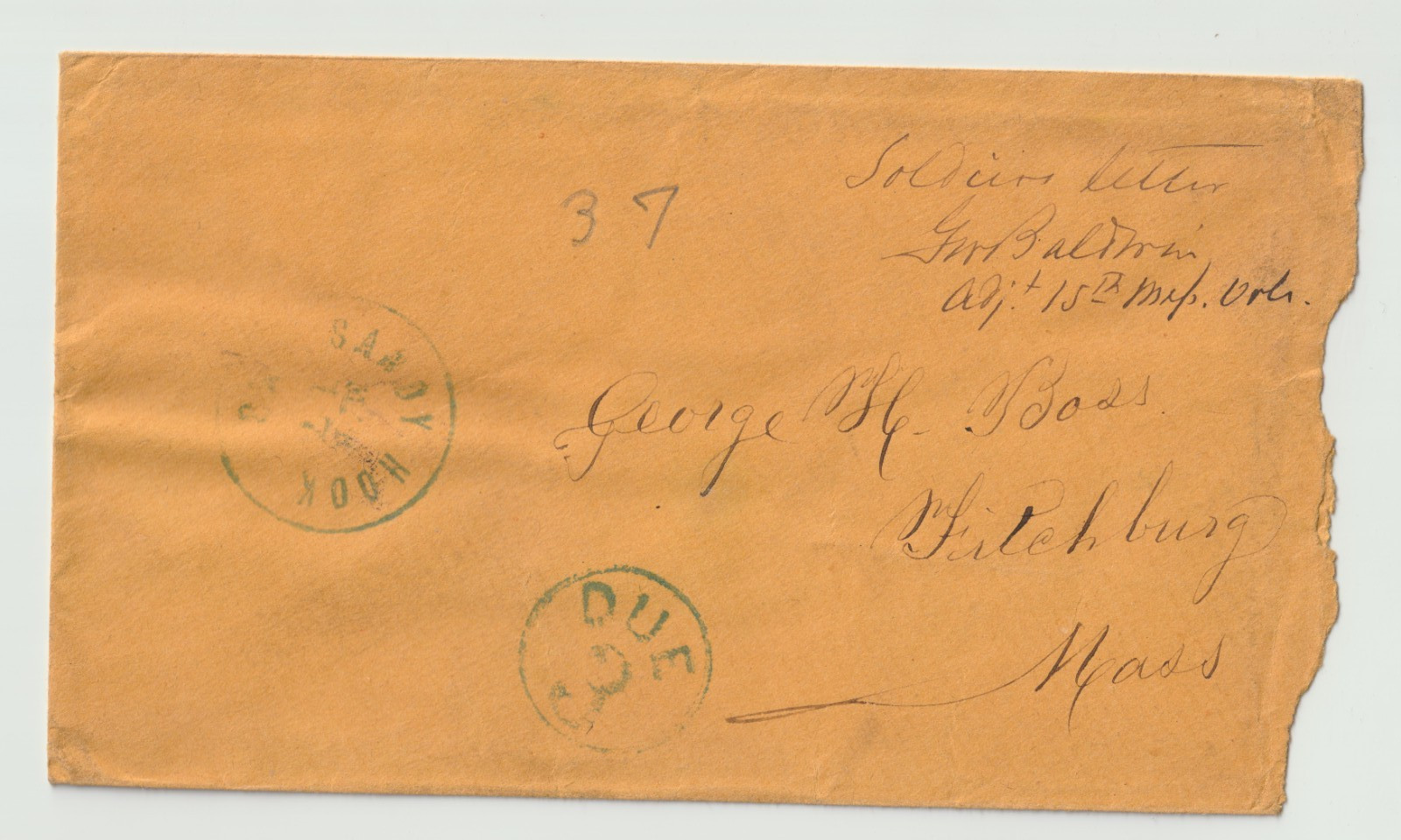 1862 Soldier\'s Letter Cover, apparent Gettysburg casualty, 15th Mass. Volunteers
