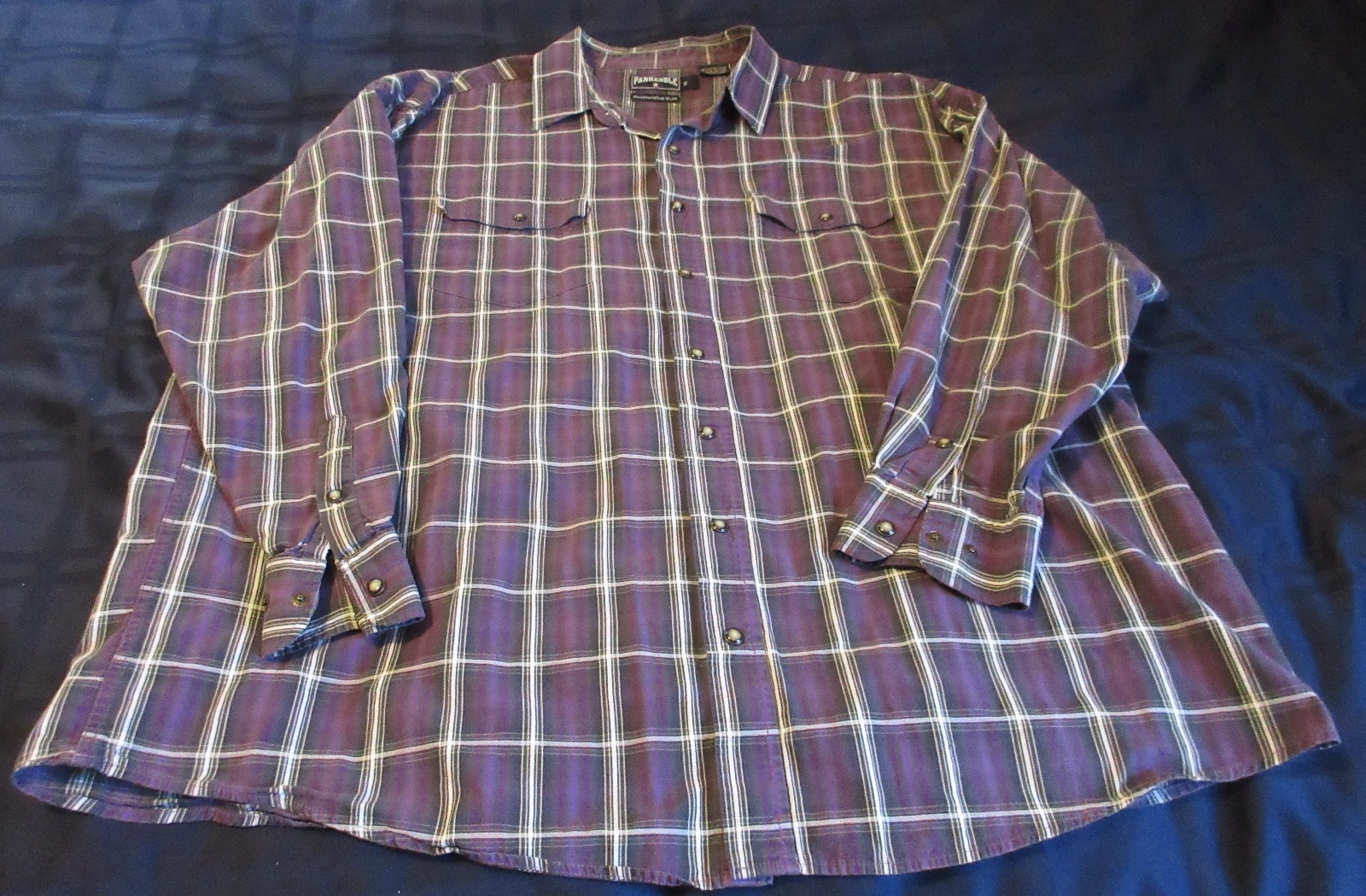 Panhandle Slim 2XL Western Shirt Purple Shadow Plaid Pearl Snap Pocket Cuffs Panhandle Slim 2XL Western Shirt Purple Shadow Plaid Pearl Snap Pocket Cuffs