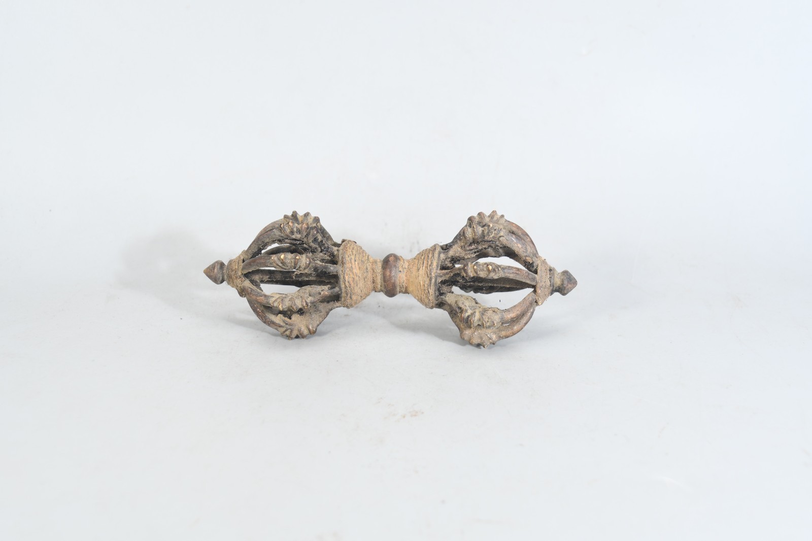 Antique Brass Vajra Dorje, Tibetan Buddhist Ritual Object, Nepal Bronze Scepter,