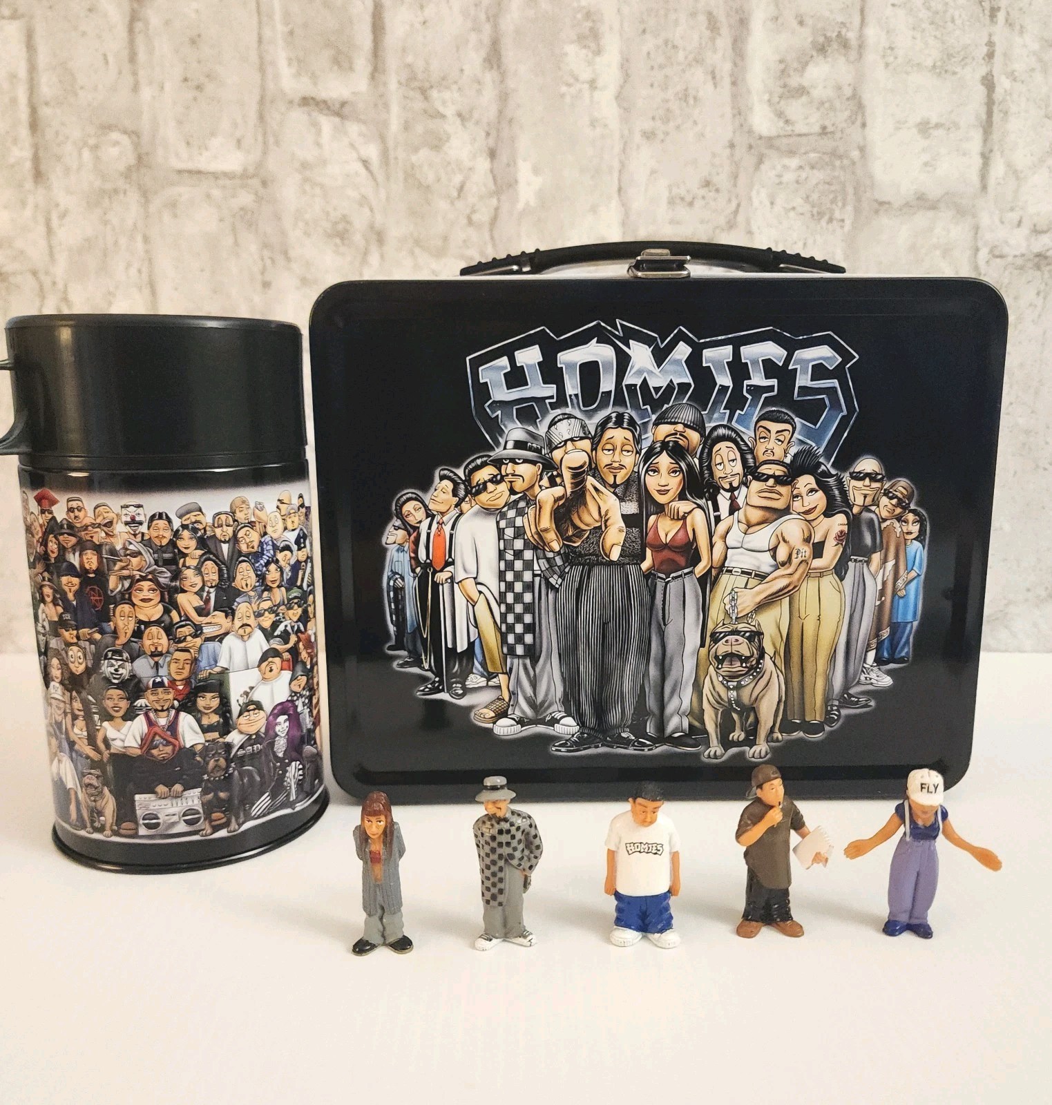 Vintage 2003 HOMIES Old School Metal Lunch Box with Thermos New/Unused - NECA