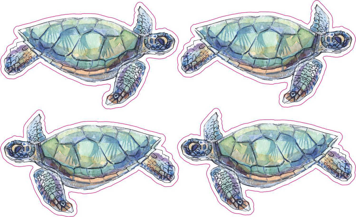 2.5in x 1in Sea Turtle Vinyl Stickers Car Truck Vehicle Bumper Decal