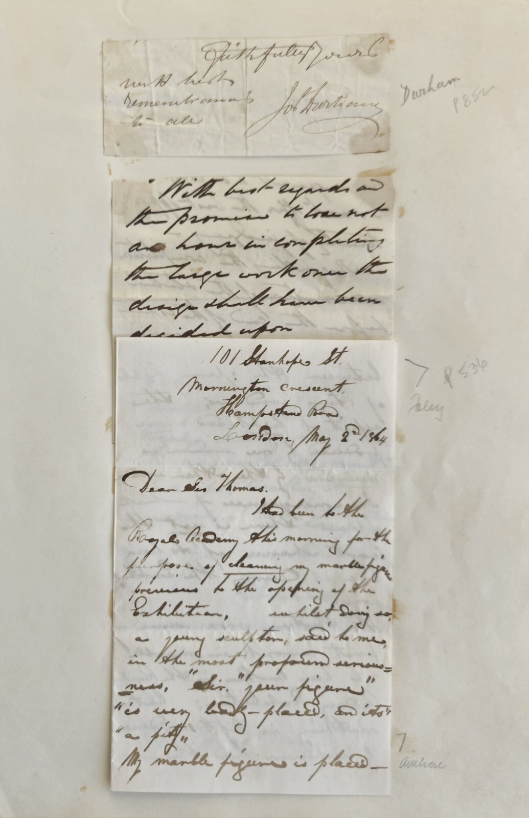 1800s European Sculptor Autograph Group Thomas Woolner Joseph Durham John Foley 