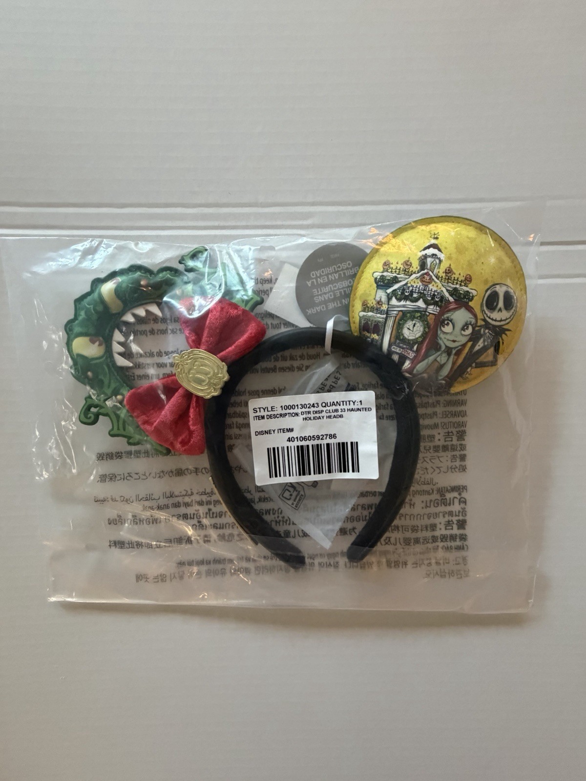 Club 33 Haunted Mansion Holiday Headband By Loungefly w/ Limited Gift Bag