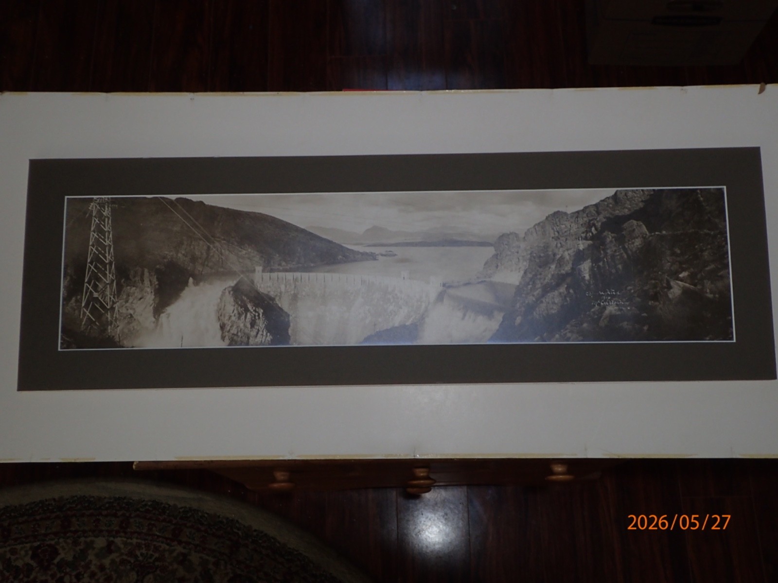 Roosevelt Dam Arizona Panoramic Photo 1916 Signed - Over topping spillways Roosevelt Dam Arizona Panoramic Photo 1916 Signed - Over topping spillways