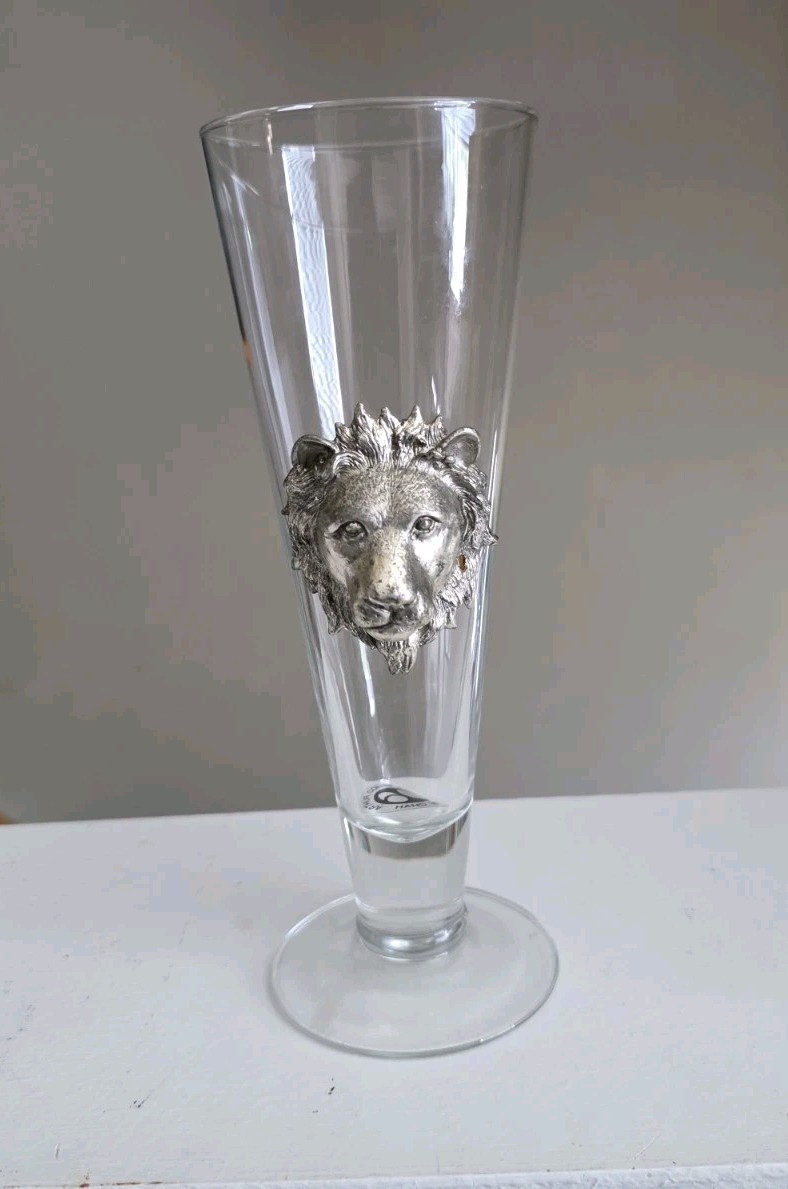 Arthur Court Designs Lion Head Pilsner Glass Safari Series VTG SEE DESCRIPTION