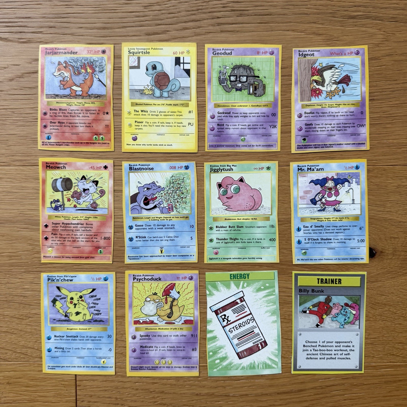 Pokémon Parody Puke-Mon Cards Complete Set of 12 (Cracked Super Magazine #17) Pokémon Parody Puke-Mon Cards Complete Set of 12 (Cracked Super Magazine #17)