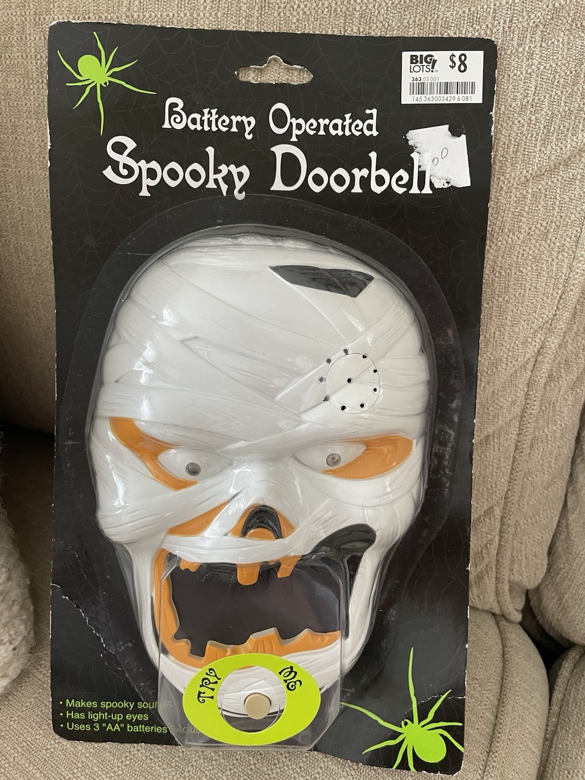 Vintage Big Lots Spooky Time Mummy Doorbell Animated Light Up Sound New