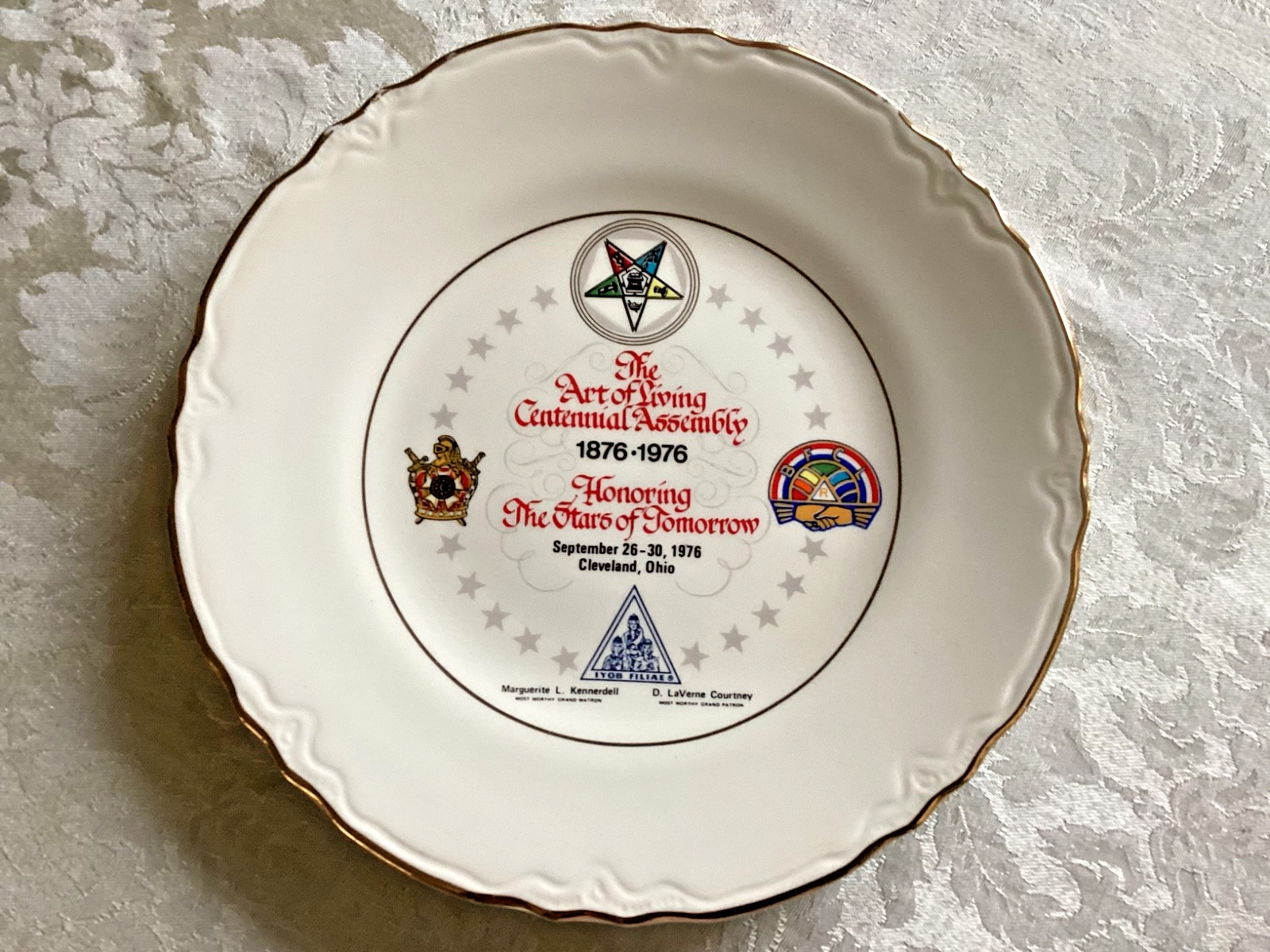 VTG The Art Of Living Eastern Star 1976 Centennial Assembly Souvenir Plate 9.25”