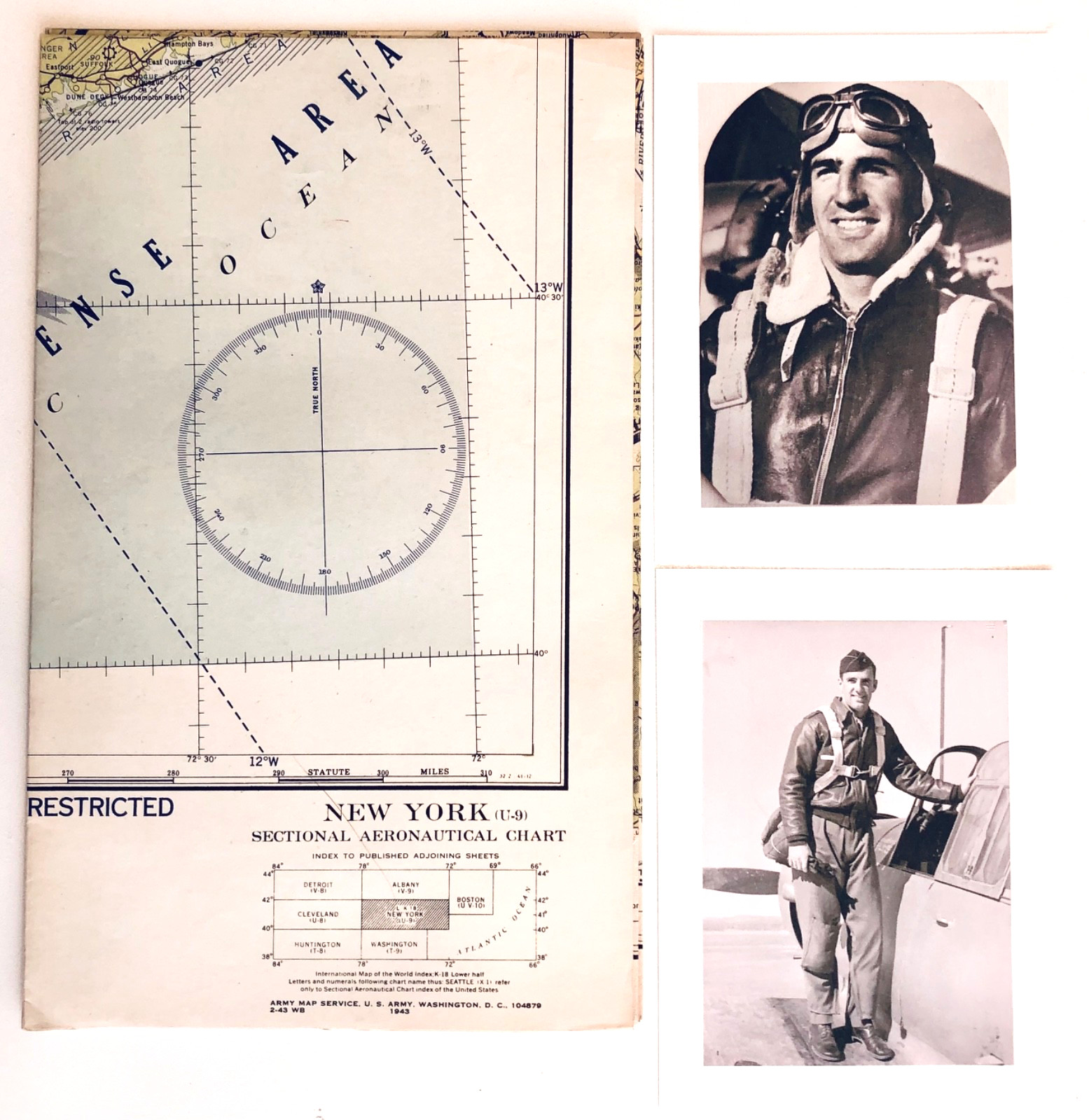 WWII 1943 New York U-9 Sectional Aeronautical Chart LT Col. Wilson Garey