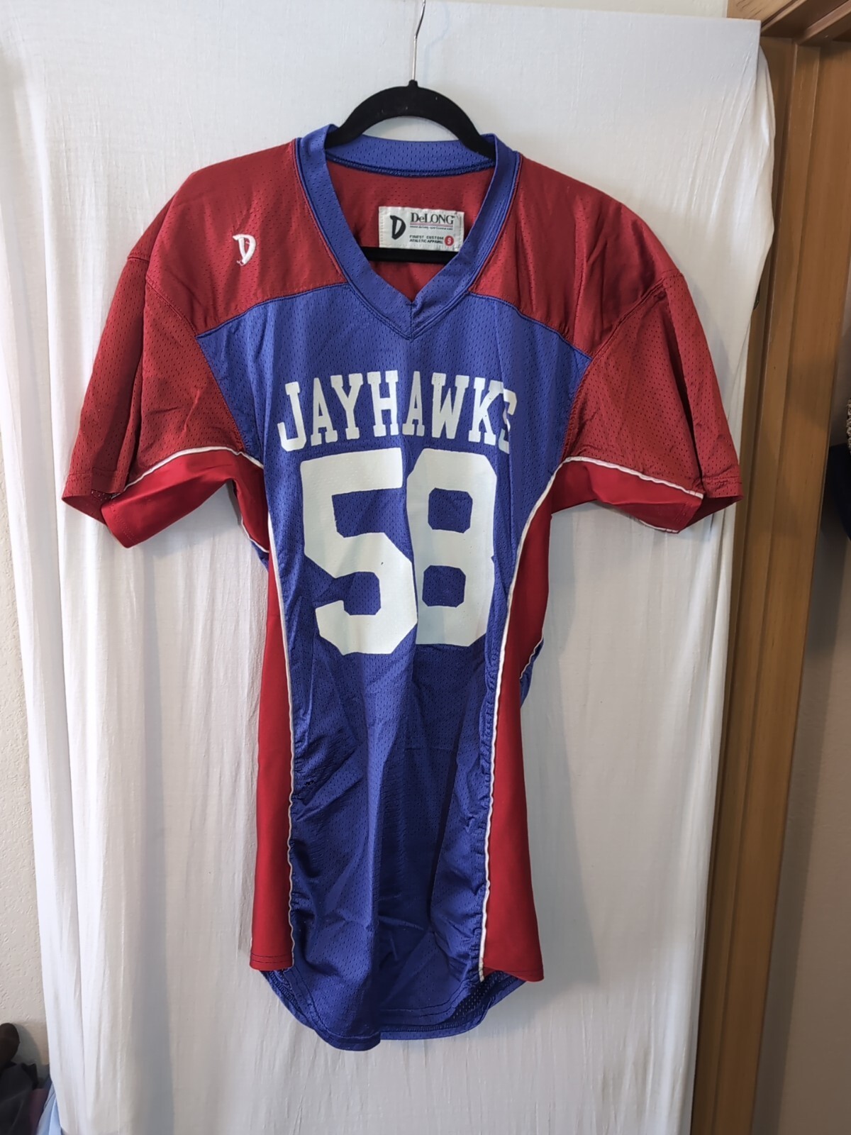 *Distressed* Vintage DeLong S Kansas Jayhawks Football Jersey #58