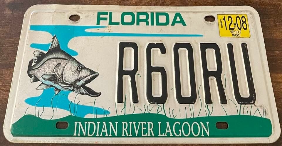 2008 Florida Indian River Lagoon Specialty License Plate Snook Fishing Fisherman