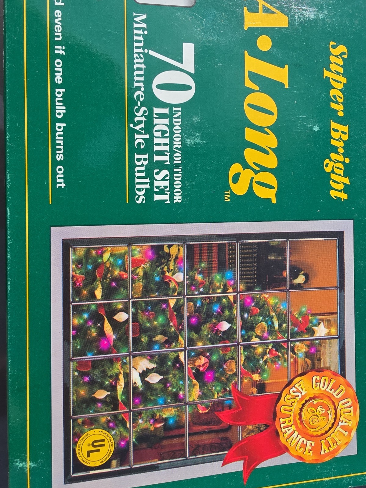 GE String~A~Long Miniature Style Christmas Lights, 70 Color Bulbs, 32 Ft, NOS. GE String~A~Long Miniature Style Christmas Lights, 70 Color Bulbs, 32 Ft, NOS.