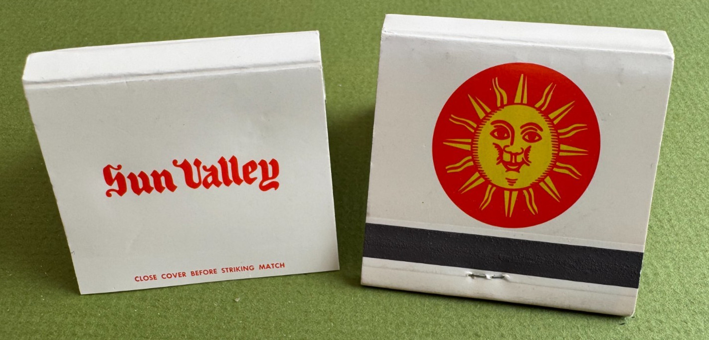 Pair of Sun Valley, Idaho Matchbooks; New, Nice, Unstruck, 30-Stick ++++