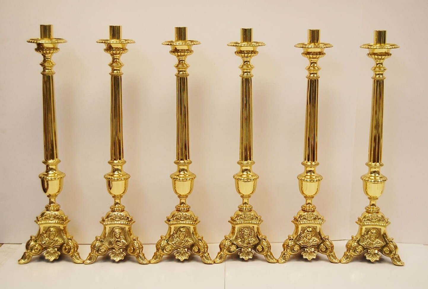 Set of 6 Brass Church Holy Family Altar Candlesticks 20\