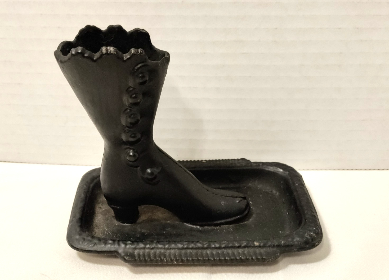 Vintage Wilton Cast Iron Victorian Ladies Boot Match Holder With Striker Vintage Wilton Cast Iron Victorian Ladies Boot Match Holder With Striker