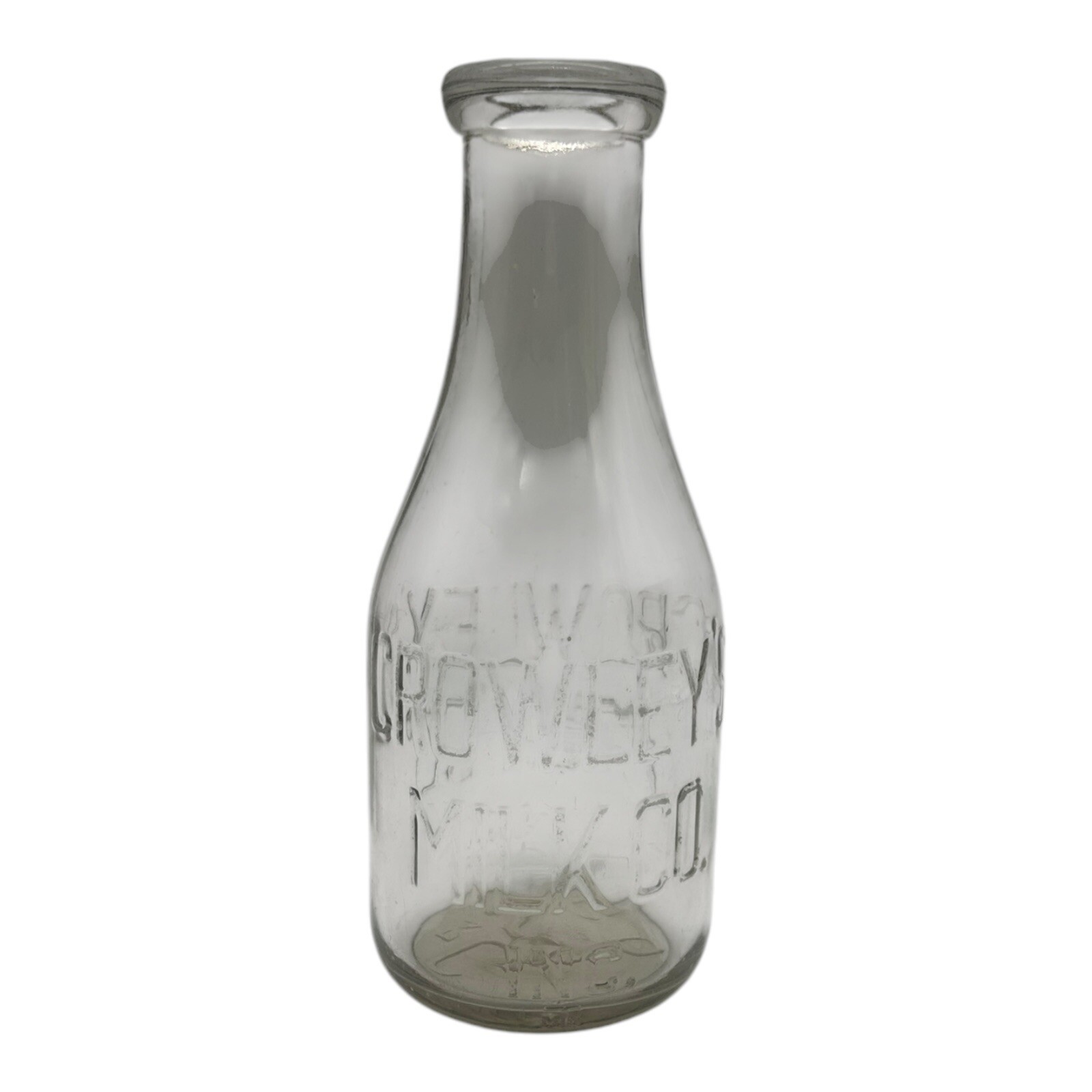 Vintage Crowley\'s Milk Co Inc. Binghamton NY Dairy Glass Bottle One Quart Qt.