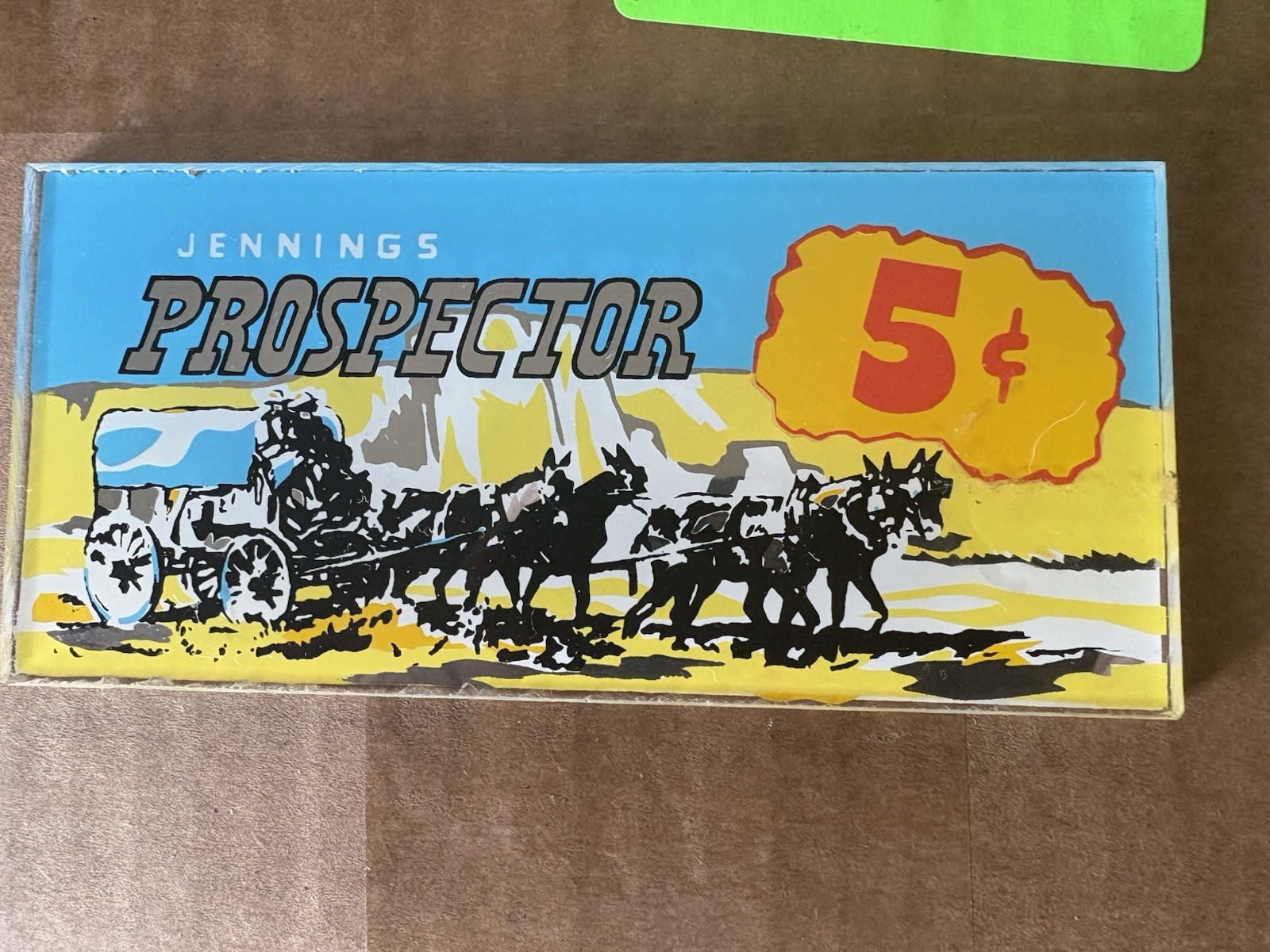 Original Jennings Slotmachine 5 Cent Prospector Denominator  Card Plexi NOS