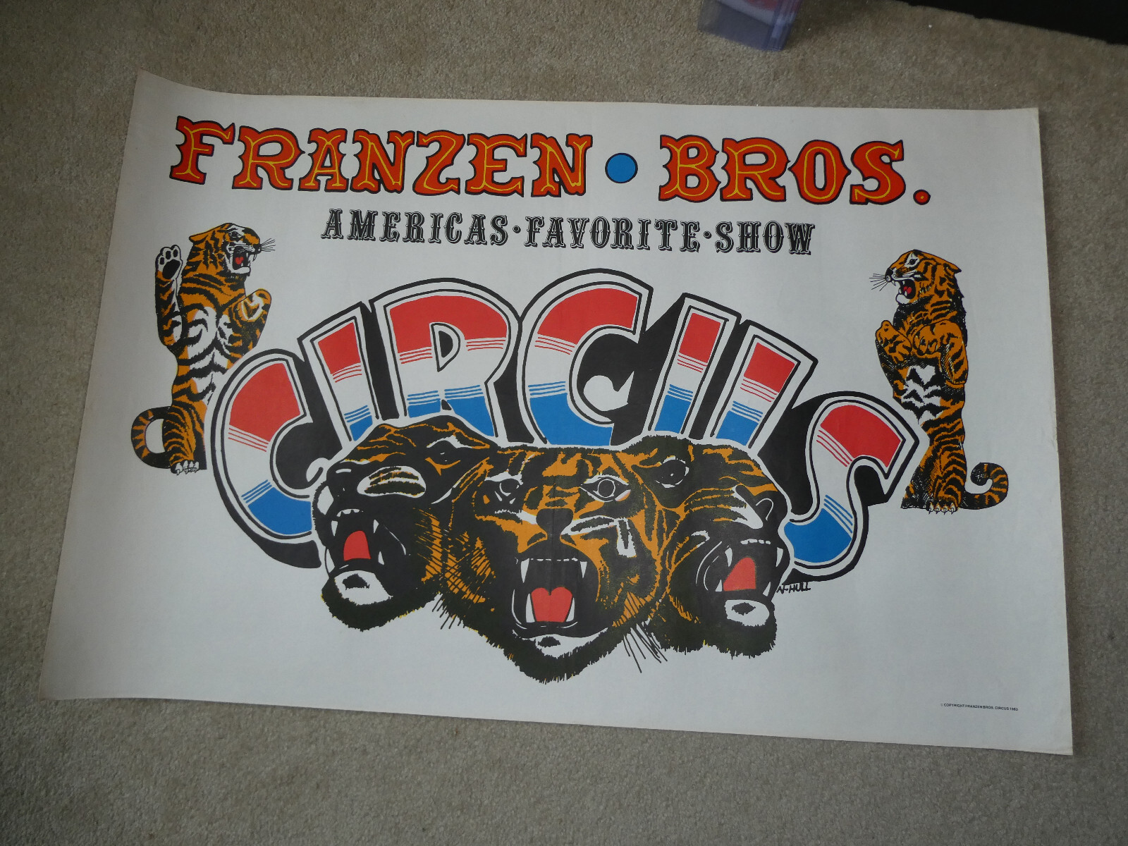 BIG Vintage 1983 Screen Print Franzen Bros Circus Event Poster 28x42\ BIG Vintage 1983 Screen Print Franzen Bros Circus Event Poster 28x42\
