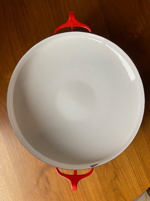 Vintage DANSK Design France  LARGE 13” Kobenstyle Red Enamel Paella Pan Dish