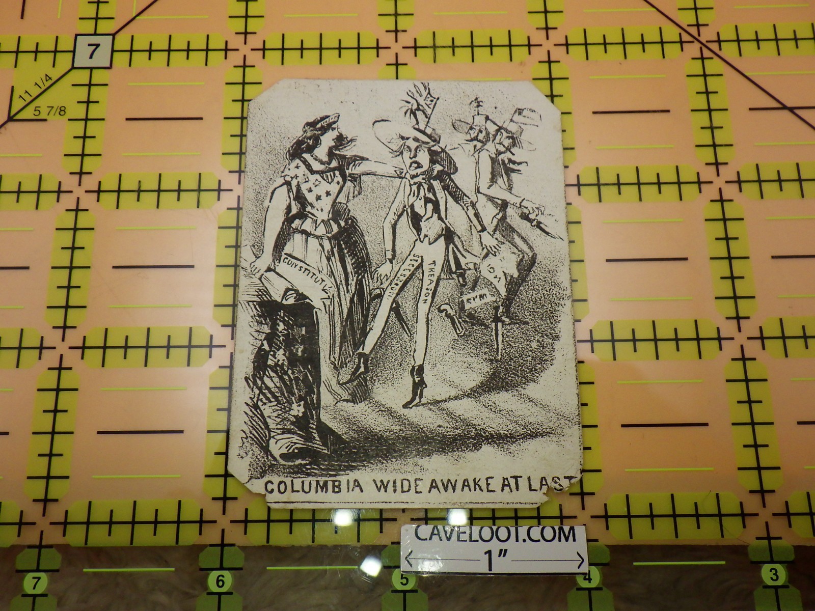 Rare 1861 Civil War Patriotic Card Columbia Wide Awake At Last Anti-Secession