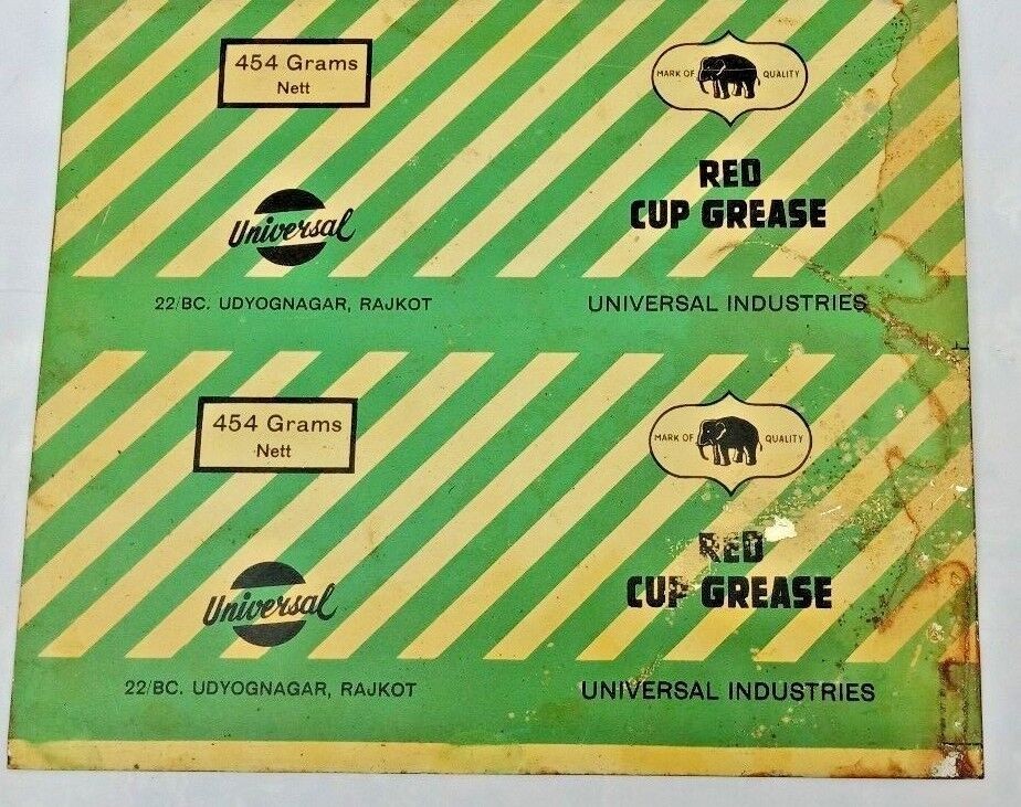 Vintage Red Cup Grease Tin Sign: Indian Advertising Decorative Collectible