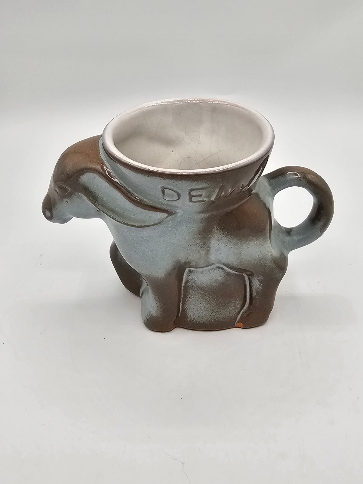 Vtg Frankoma Donkey Figural Coffee Mug Dem. 1978 USA Collectible