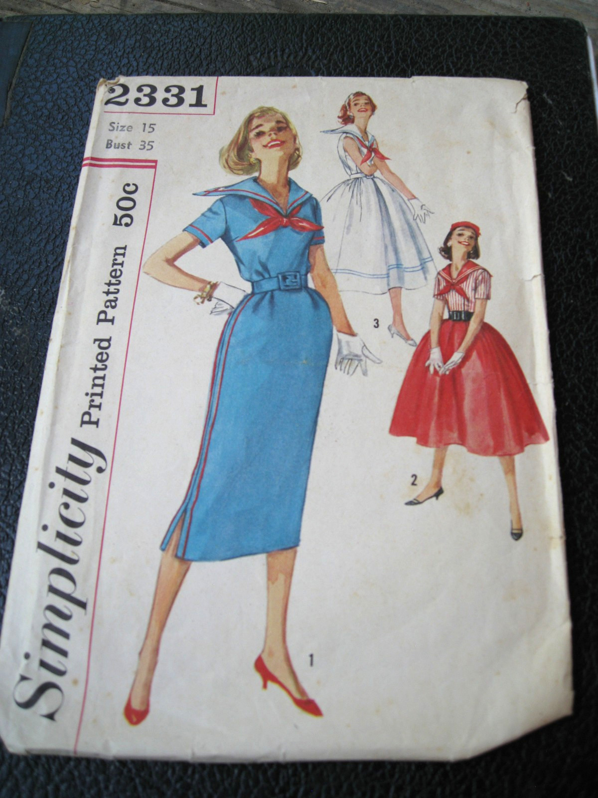 Vtg 60s Simplicity 2331 Jr Misses' Sz 15 (35/27/37) Sailor Suit Dress