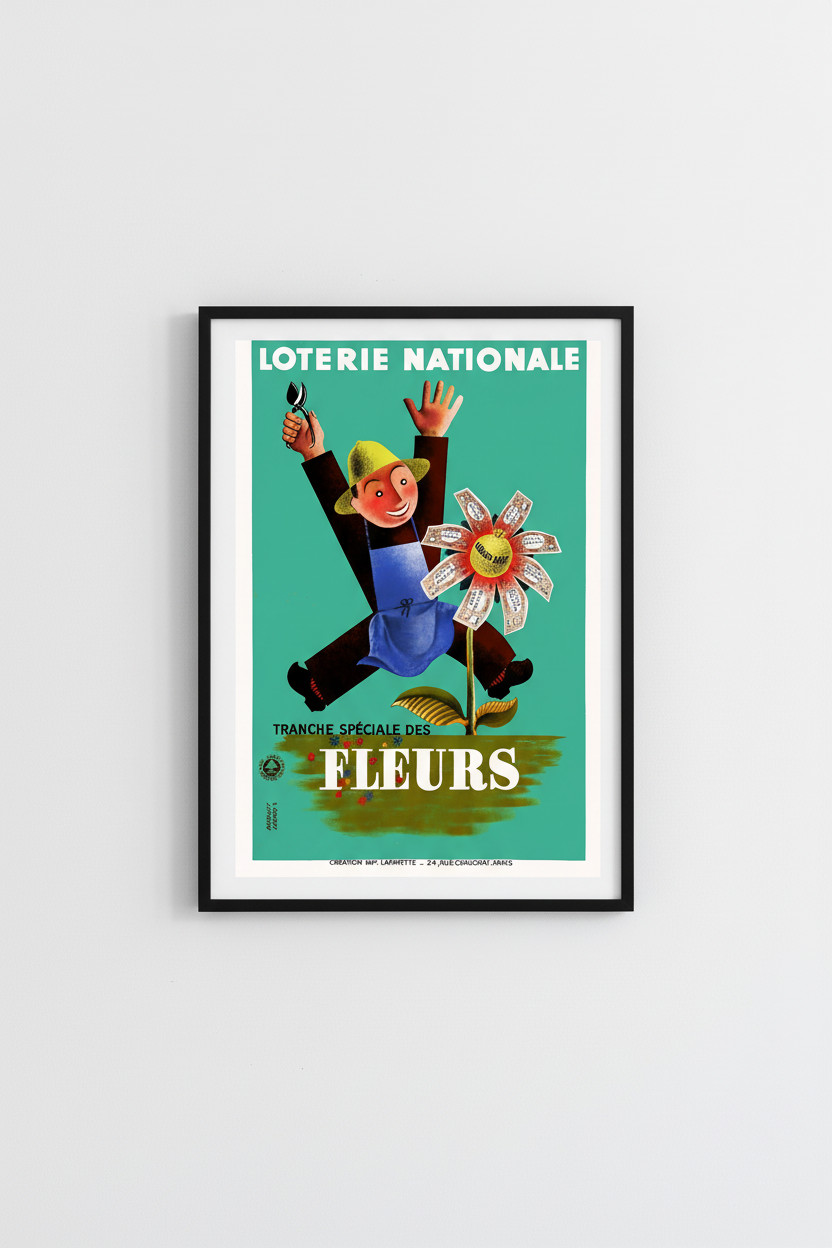 RARE Loterie Nationale 1950s French Vintage Poster - 24x32”