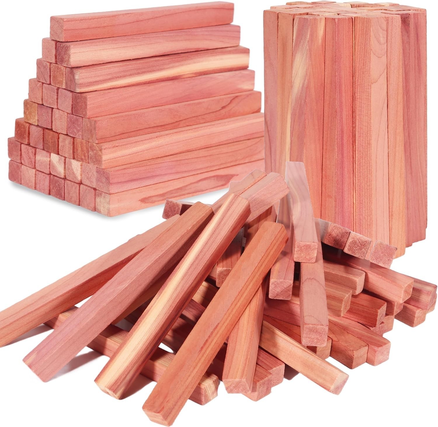 100PCS Cedar Block for Clothes Storage, 100% Aromatic Red Cedar Wood Sticks Chip