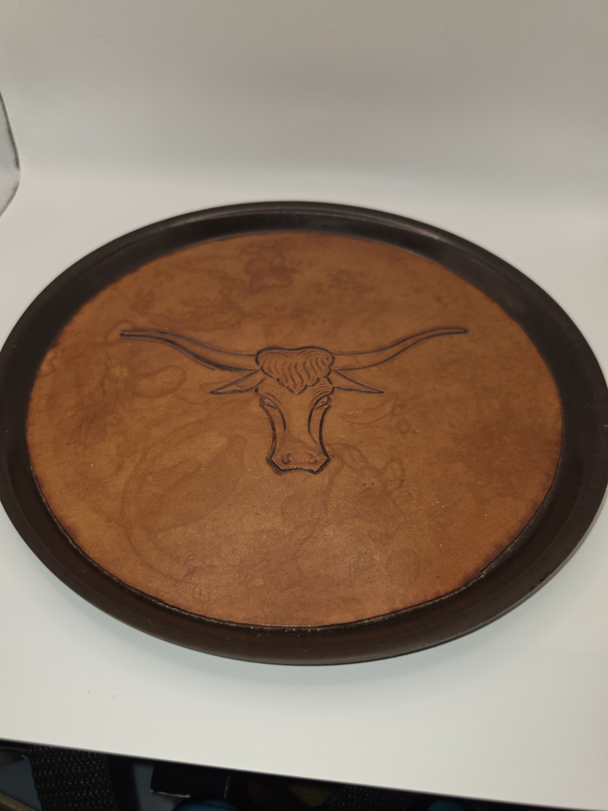 Vollrath Vintage Western Cowboy Longhorn Leather Rare Serving Tray Barware