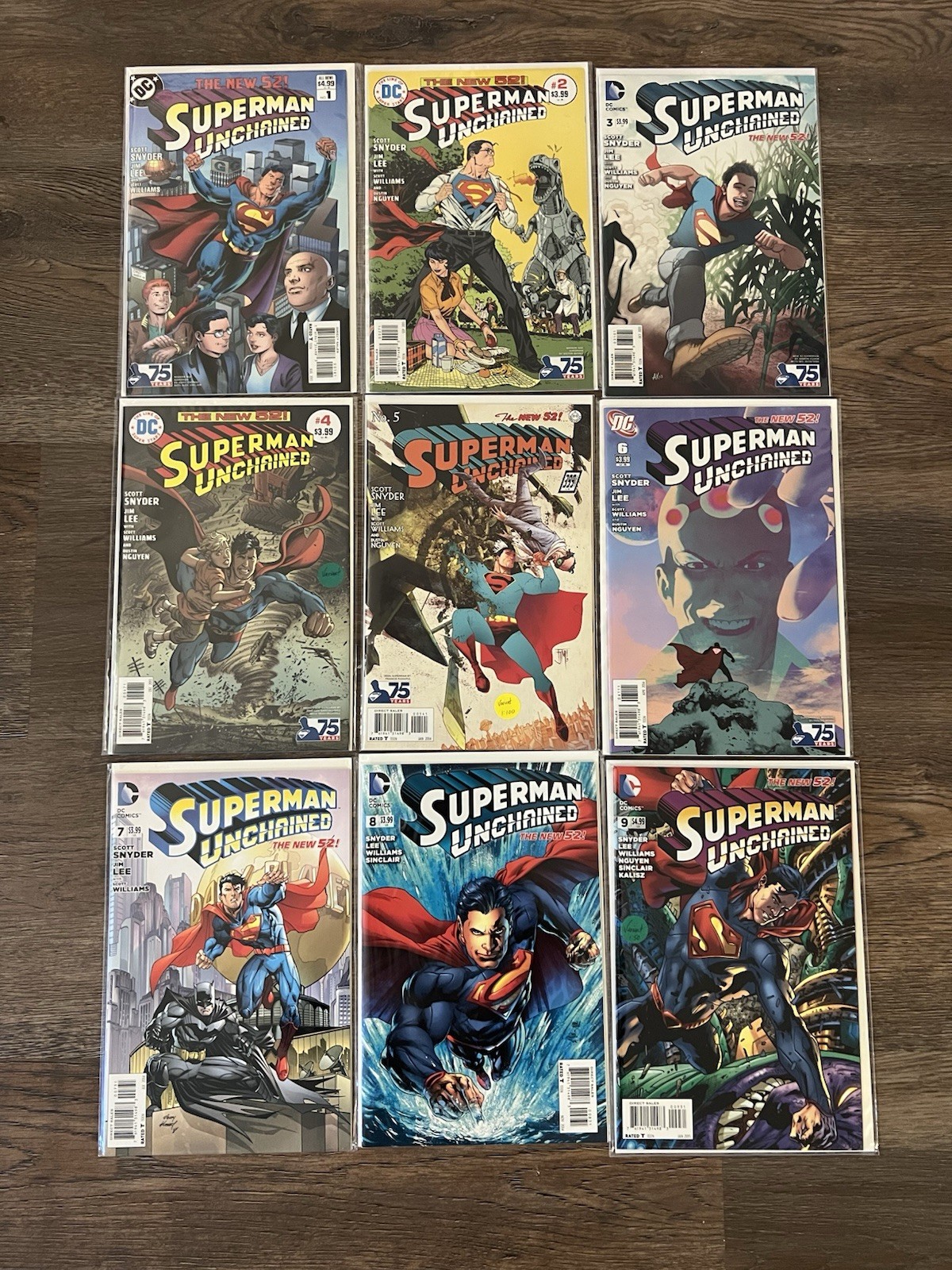 SUPERMAN UNCHAINED (2013) #1-9 COMPLETE VARIANT SET/LOT/ RUN JIM LEE DC NEW 52🔥