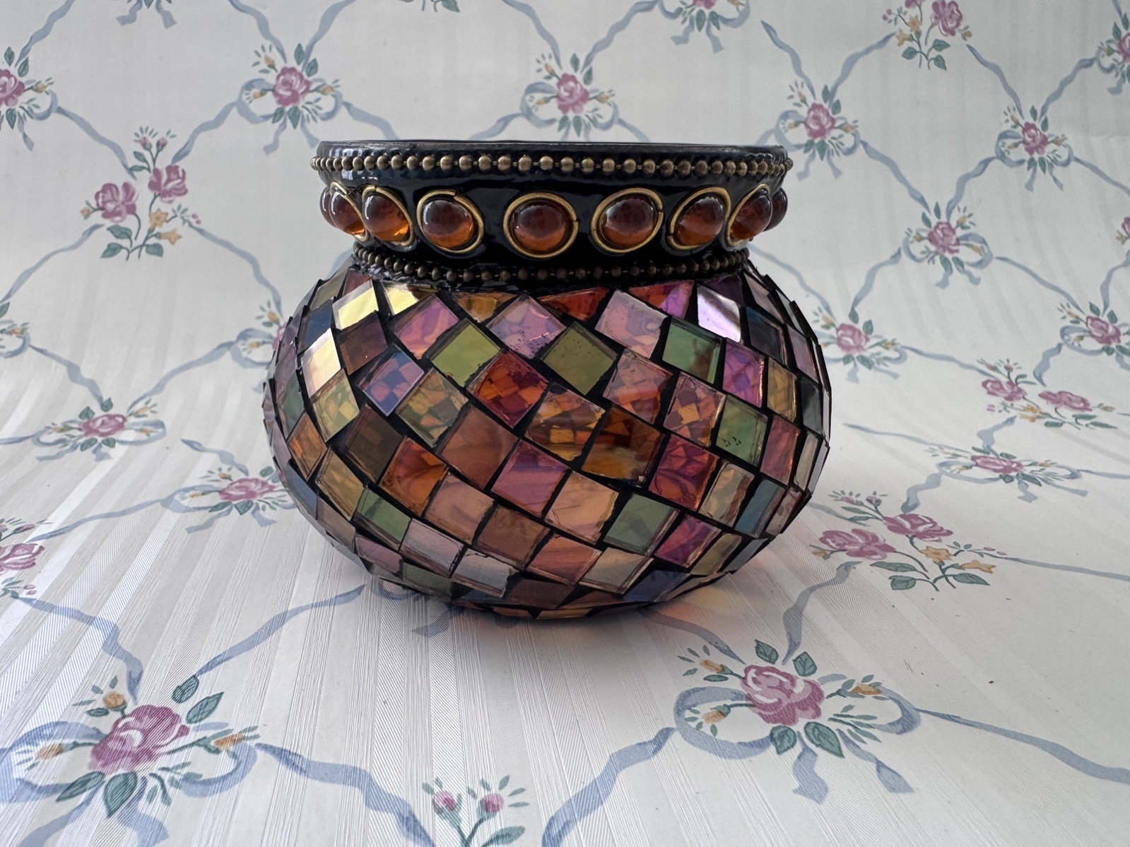 NIB PartyLite Votive Candle Holder Global Fusion Mosaic Retired NIB PartyLite Votive Candle Holder Global Fusion Mosaic Retired