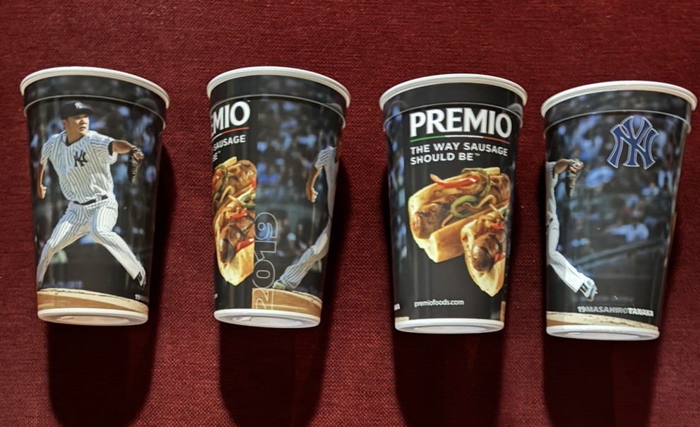 2019 New York Yankees Masahiro Tanaka Souvenir Cups Lot Of 4