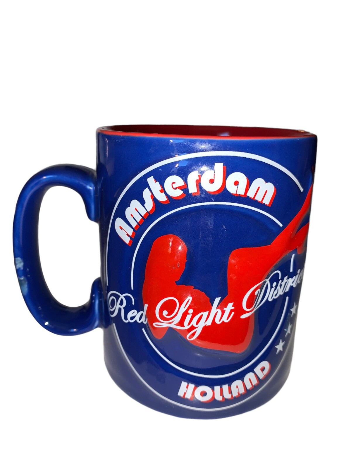 Amsterdam Red Light District Mug 12 oz. Mug Total Dutch Holland Red White Blue