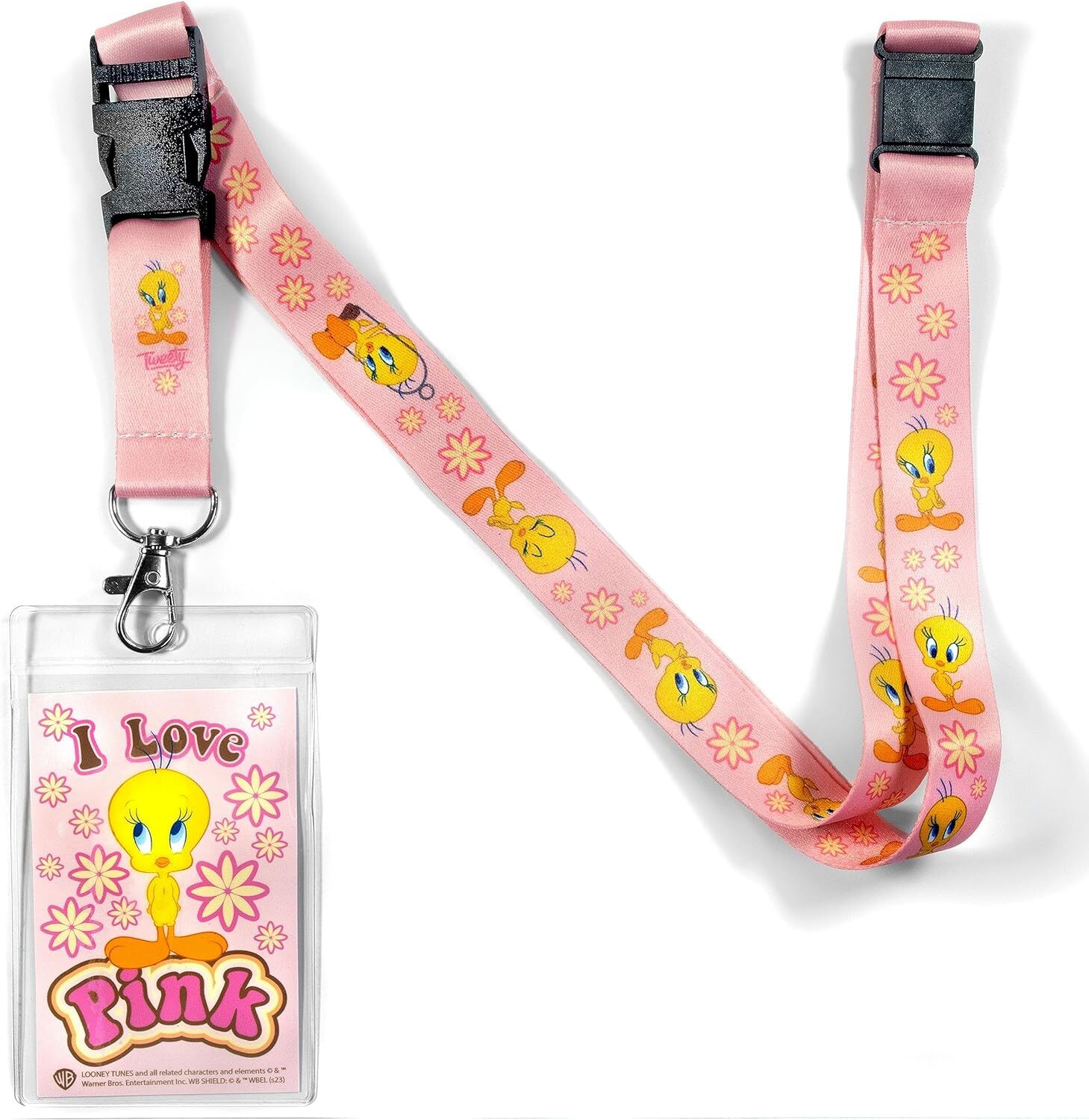 Looney Tunes Tweety Bird Art Images Lanyard with I Love Pink Badge Holder UNUSED