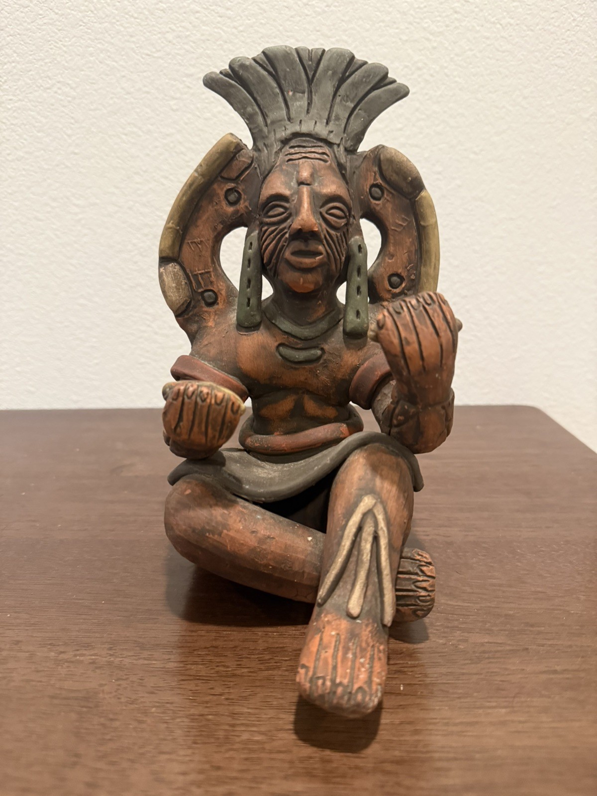 Vintage Aztec/ Inca/ Mayan Mexico Folk Art Pottery/ Terracotta Figure