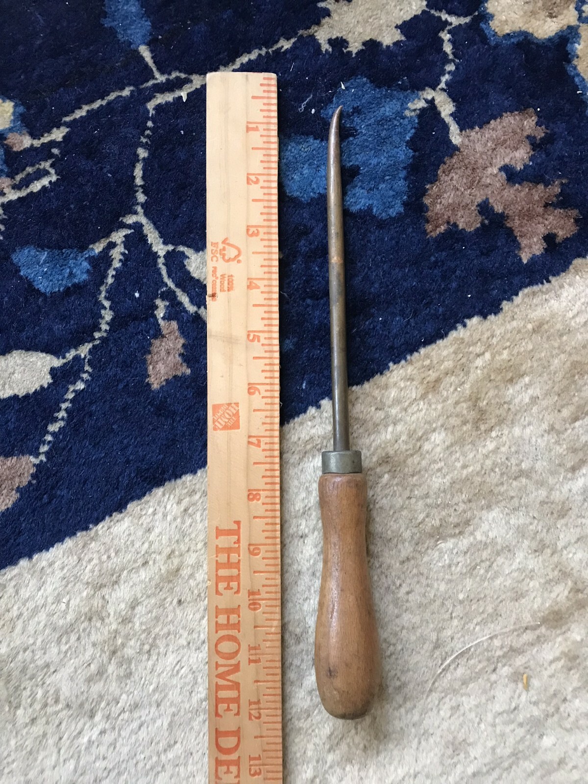 Special Vintage Brass / Copper Curved Awl for Box / Butt Stich w/ Wood handle Special Vintage Brass / Copper Curved Awl for Box / Butt Stich w/ Wood handle