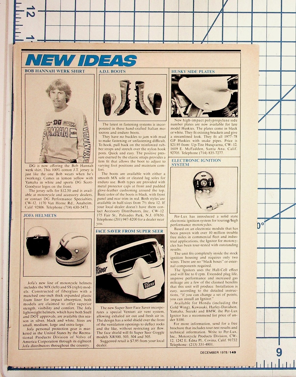 1978 Bob Hannah Yamaha Shirt A.D.I. Boots Jofa Helmets Motorcycle Magazine Page 1978 Bob Hannah Yamaha Shirt A.D.I. Boots Jofa Helmets Motorcycle Magazine Page