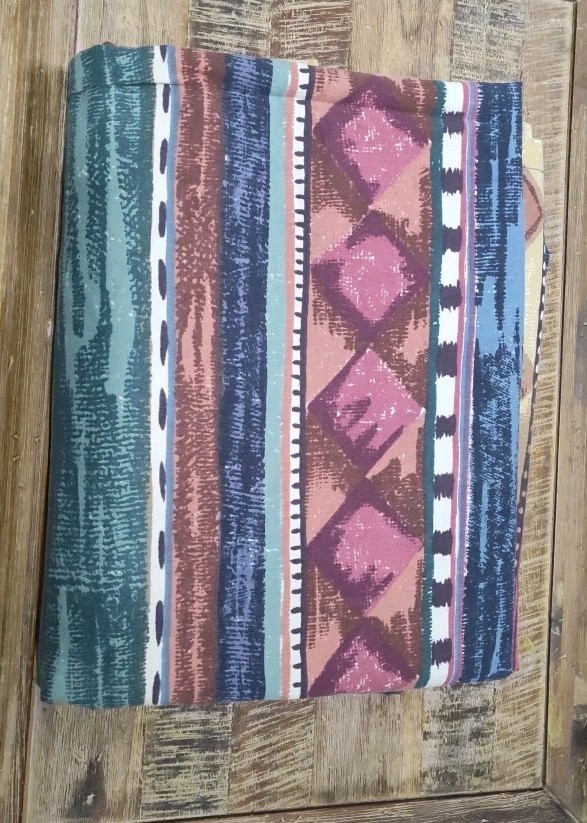 Vintage Southwest Double Flat Sheet Dan River Aztec Western Geometric
