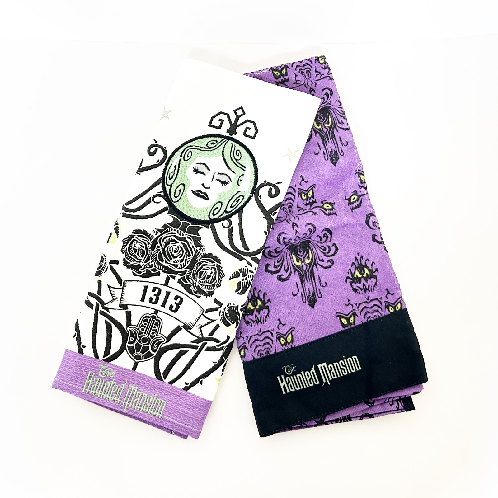 Disney Haunted Mansion Towel Set 2 Pack Purple Wallpaper Madame Leota 1313 NWT