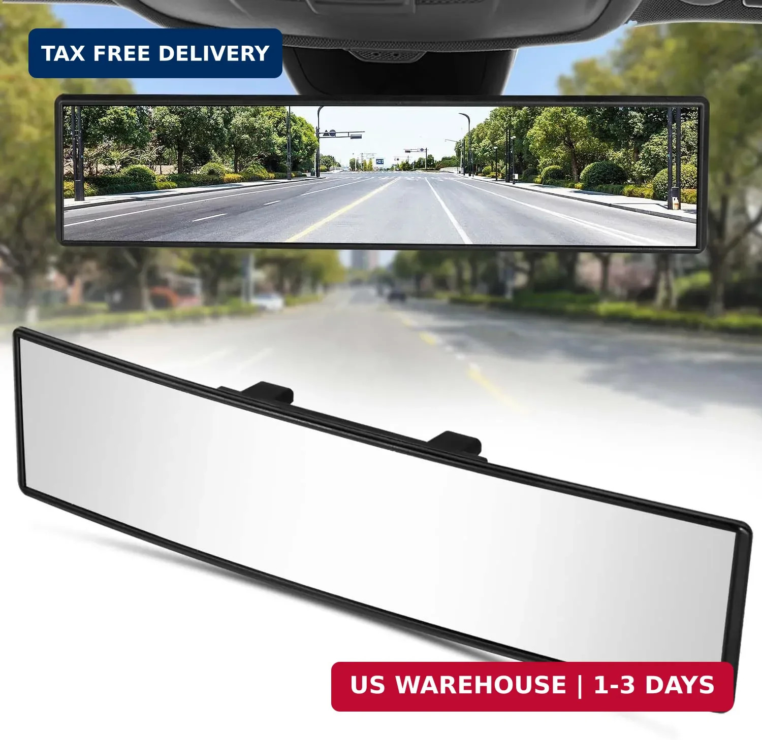 Car Rearview Mirror HD Glass 12 Inch Anti Glare Clip On Panoramic Wide Angle Car Car Rearview Mirror HD Glass 12 Inch Anti Glare Clip On Panoramic Wide Angle Car