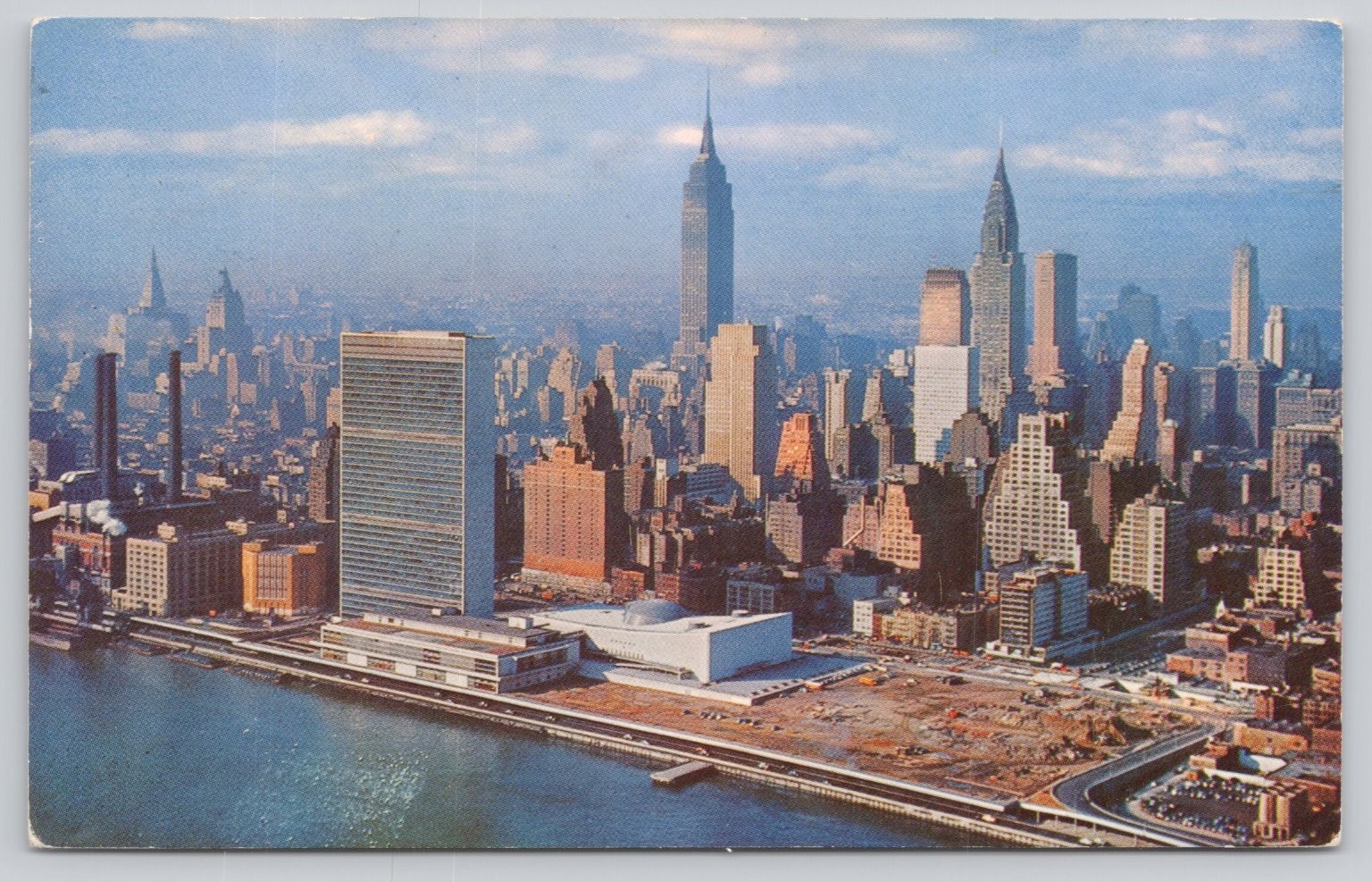 Vintage NYC Postcard UN Building Empire State Chrysler Skyline TWA Photo Vintage NYC Postcard UN Building Empire State Chrysler Skyline TWA Photo