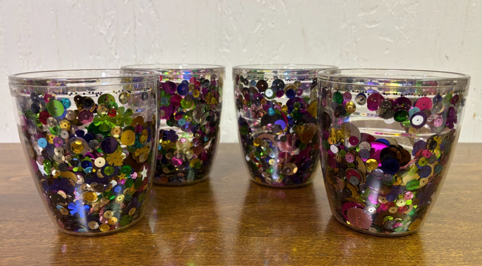 Vintage Tervis Tumbler Sequin Confetti Glitter Kaleidoscope Double Wall Acrylic