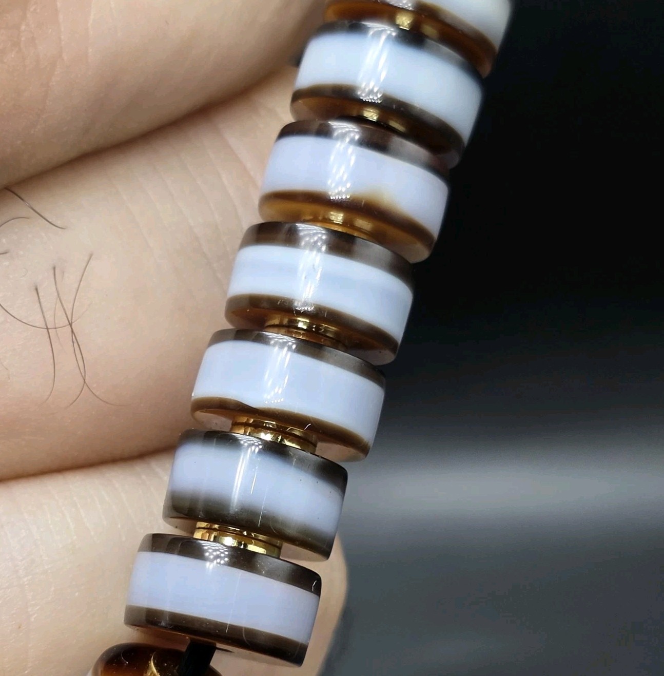 Antique Old Dzi Agate Yemeni Banded Agate Beads Bracelet