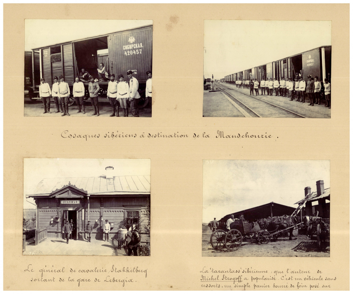 Russia, Boxer, Lebergia, Siberian Cossacks bound for Manchuria and General Stack