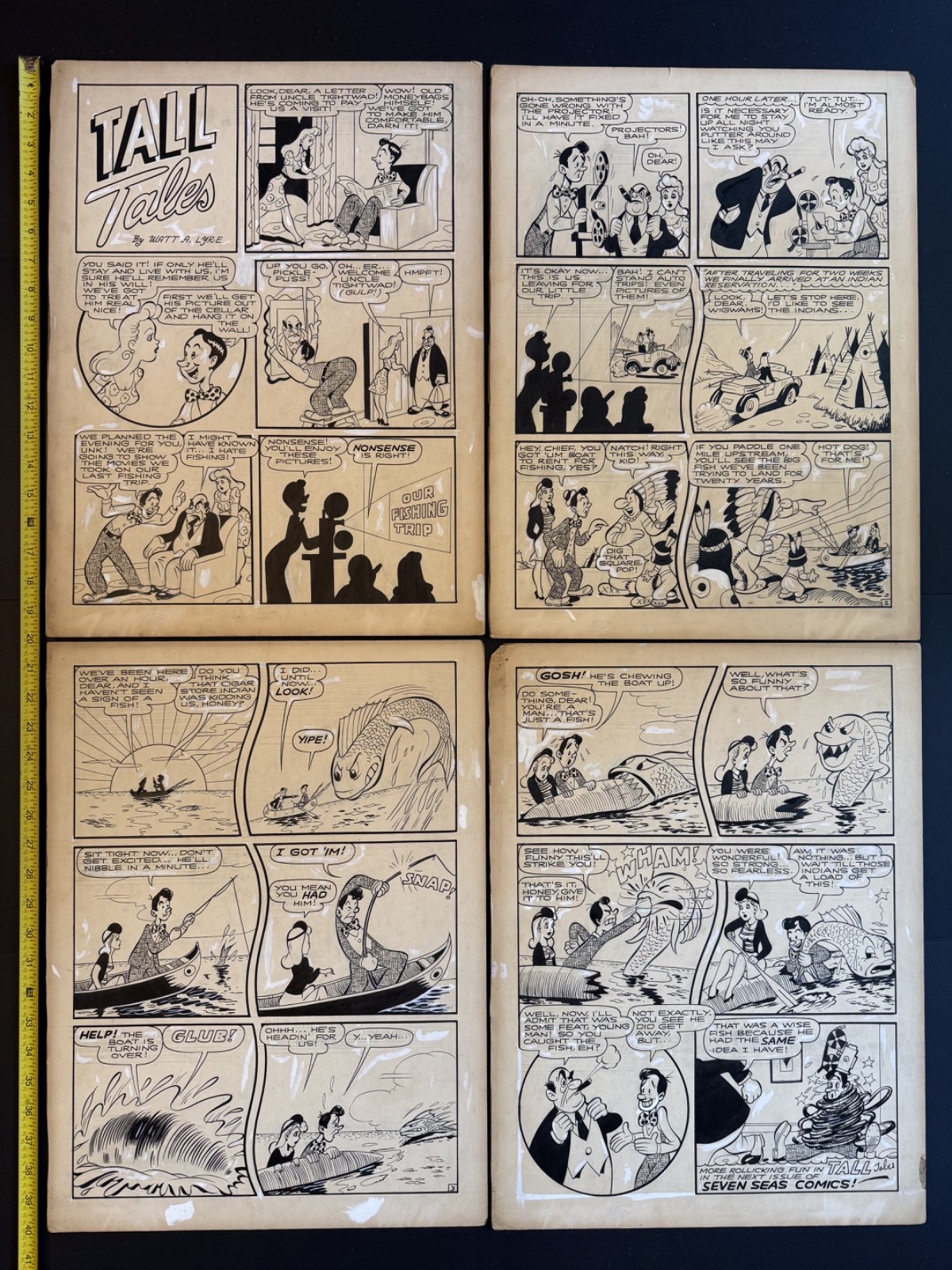 Tall Tales GOLDEN AGE Original Comic Art Seven Seas Frank Little Pre-Code 1940s